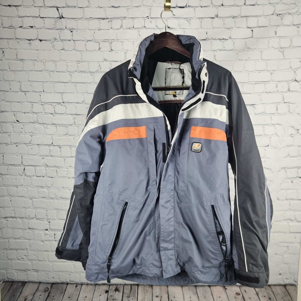 Icepeak Ski Jacket‎ Men Small S Gray Orange Hooded Waterproof Winter Coat